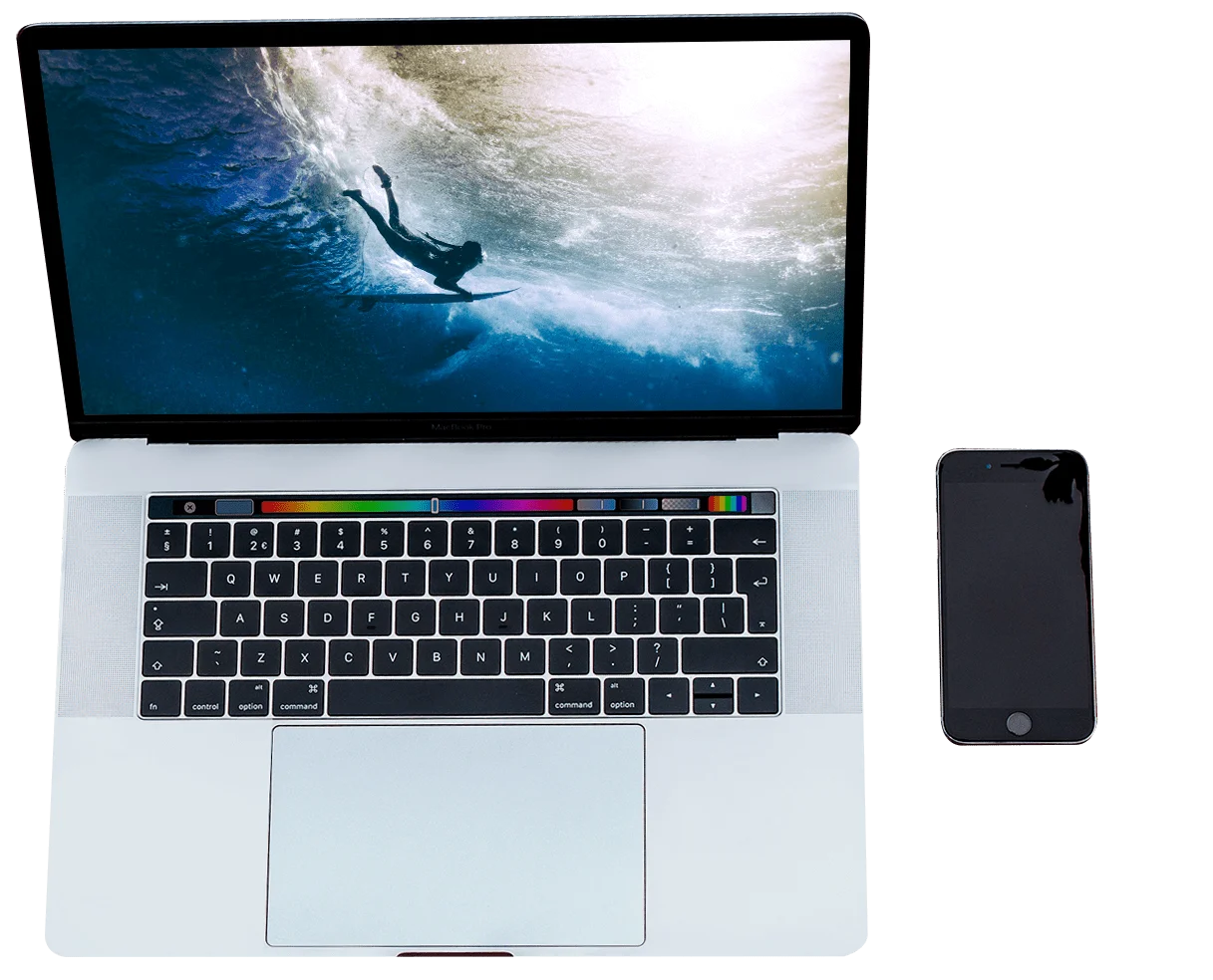 Laptop and mobile phone